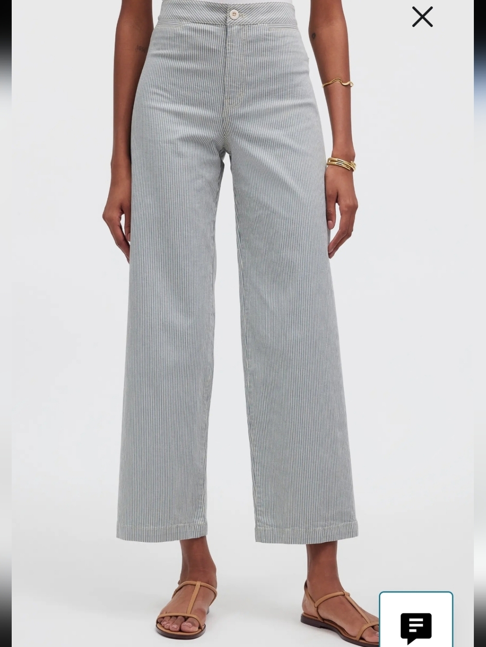 NWT Madewell Emmett Wide-Leg Crop Pants in a pinstripe pattern